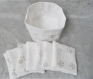 Panier et lingettes en tissus fait main en coton motif pâtes d'animaux blanc gris
