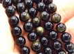 Perles obsidienne rondes 8mm reflets doré  lot de 20/40 unités