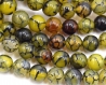 Perles  agate veine de dragon vert olive 8 mm  -  pierre ronde  lot de 10/20/40 unités-
