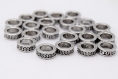 X20 perles anneaux plates gravées argent tibétain grand trou 8mm - metal beads pm04