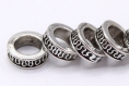 X20 perles anneaux plates gravées argent tibétain grand trou 8mm - metal beads pm04