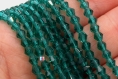 1 chapelet perles  facettes  verre toupie vert 4mm pf12 - perles transparentes vertes pour fabrication de bijoux, diy