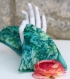 Pochette en soie naturelle peinte à la main verte-ourlets roulottés main- modèle 