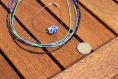 Parure collier 3 rangs en perles de rocaille et bracelet perle céramique bleu et vert irisé-noir modèle 