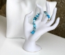 Parure bracelet-boucles d'oreilles emaux-turquoises-agate craquelée-résine avec inclusion de nacre modèle 