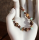 Parure collier pendentif rhodonite-bracelet-boucles d'oreilles céramique-agate-jaspe-verre de bohème turquoise-marron modèle 