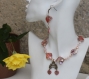 Parure collier et boucles d'oreilles perles de culture-quartz rose-nacre rose modèle 