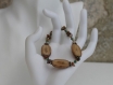 Ensemble bracelet et boucles d'oreilles perles de verre tchèque-cristal de swarovski marron et vert modèle 