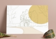 Carte 10 cm x 15 cm dessin lallybroch, illustration outlander, claire et jamie fraser, lallybroch, dessin ecosse, affiche sassenach, décoration noel outlander