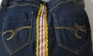 Sac cabas femme jean noir relooké avec galons 35x35 cm
