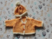 Veste gilet vêtement bébé fait main tricot 0/3 mois