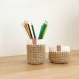 Pot à crayons, crochet, fil de jute naturel et fil blanc oeko-tex, panier, corbeille