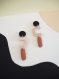 Boucles d’oreilles pendantes en pâte polymère pop - noir, beige & terracotta | fait main en france