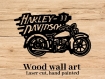 Décor mural moto ancienne - art mural moto vintage, découpe laser bois | panneau mural décor de garage, cadeau pour motard, biker wall art