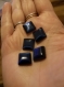 Lot de 5 cabochons carrés en verre œil de chat reflets bleus