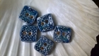 Lot de 5 boutons carrés motifs arabesques dentelle en terre cuite fait main méthode artisanale 