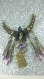 Grand connecteur ethique en bronze perles en verre violette et breloque carte i love you 