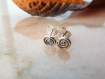 Petites boucles d'oreilles spirale argent massif 925 puces-mini-discret-tourbillon-clous d'oreilles-spirales-oxydé-patine