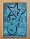 Carte anniversaire guitare noire et bleue message 