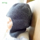 Bonnet à oreilles gris  pour bébé de 12 mois