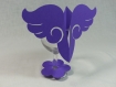 Marque-place aile d'ange et déco verre fleur couleur violine (lot de 2x2)