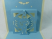 Carte de vœux noël en relief 3d kirigami 90° couleur ivoire/bleu alizé