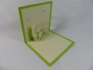 Carte maisonnette pour anniversaire ou autre occasion en relief 3d kirigami couleur vert golf et ivoire