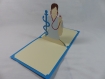 Carte infirmière pour anniversaire ou autre occasion en relief 3d kirigami couleur bleu turquoise et ivoire