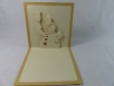 Carte de vœux bonhomme deneige en relief 3d kirigami couleur caramel et ivoire