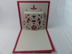 Carte de vœux petits amoureux de noël en relief 3d kirigami couleur rouge groseille et gris perle