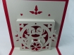 Carte de vœux petits amoureux de noël en relief 3d kirigami couleur rouge groseille et gris perle