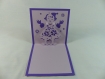 Carte de vœux lutin de noël fille en relief 3d kirigami couleur violine et lilas
