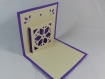 Carte de vœux flocon de noël en relief 3d kirigami 90° couleur violine/ivoire