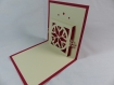 Carte de vœux flocon de noël en relief 3d kirigami couleur rouge groseille et ivoire