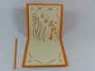 Carte vases en relief kirigami 3d couleur orange vif et ivoire