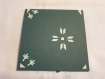 Carte ski en relief kirigami 3d couleur grain cuir vert foncé et vert pale