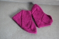 Chaussons en laine fushia au crochet taille 37-38