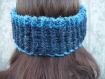 Cache-oreilles bandeau réversible au tricot main bleu