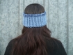 Cache-oreilles bandeau réversible au tricot main bleu jean