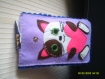 Pochette pour portable en feutrine doublée tissu avec chaton et coeur