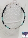 Zephyr - bracelet perle de rocaille argentées noires et bleu ciel et perle tube ciselée argentée