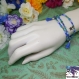 Blue - bracelet triple rang, perles camaieu de bleu et pompons
