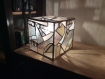 Lampe cubique style année 30 en vitrail tiffany de 16 cm de côté 