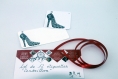 Lot de 12 étiquettes cadeaux « cendrillon » illustrées d’un escarpin noir et de 3 coccinelles
