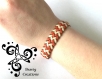 Bracelet tissé main avec des perles japonaises miyuki half tila - beige clair et terra cotta