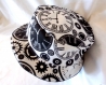 Chapeau souple réversible motif mécanismes d'horloge, steampunk, noir et blanc, fait main, unique, tour de tête 61cm.