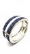 Bracelet argenté triple cuir façon galuchat bleu et blanc 