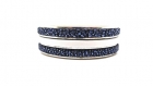 Bracelet argenté triple cuir façon galuchat bleu et blanc 