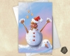 Carte de voeux noël nouvel an loutre bonhomme de neige