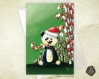 Carte de voeux noël nouvel an fêtes de fin d'année bébé panda et sucres d'orge